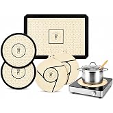 Induction Cooktop Mats - Silicone Stove Cover, Stove Protector, Set of 5 | Scratch Protector for Magnetic Stove, Non-Slip Pads for Pots and Pans, Induction Stove Mat for Spills and Scratches