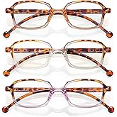 TISHUI Blue Light Blocking Reading Glasses for Women Cute Computer Readers Rectangular Lightweight Cheaters Glasses 3 Pack