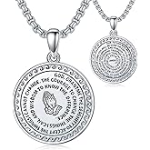 Seiyang Serenity Prayer Necklace Sterling Silver Bible Verse Jewelery Courage Wisdom Gift for Women Men With 2mm 22+2 IN Rolo Chain (with Gift Box)