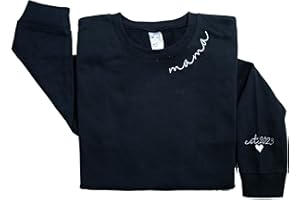 LULLABYMALL LULLBABYMALL Personalized Embroidered Mama EST Sweatshirt For Women, Mom Custom Gifts for Mother's Day Chirstmas