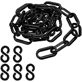 PATIKIL Plastic Chain Links, 3 Foot 1/4inch(6mm) Black Plastic Chains for Barriers, Crowd Control, Queue Lines, Parking, Fences, Gate, Concerts, and Decoration