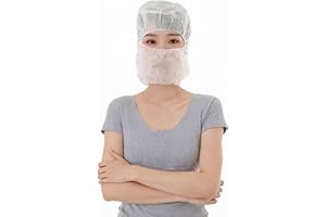 Hipifans Disposable Bouffant Hoods - 10Pcs/Set Face Hair Beard Cover Full Coverage Hairnet Cap for Food Service Work and Catering White