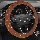 Soft Brown Steering Wheel Cover Cute Cloth Fabric Car Wheel Cover Breathable Washable Cool in Summer Universal 14.5 15 Inch