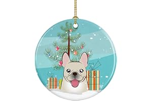 Caroline's Treasures Christmas Tree and French Bulldog Ceramic Ornament Christmas Tree Hanging Decorations for Home Christmas Holiday, Party, Gift, 3 in, Multicolor