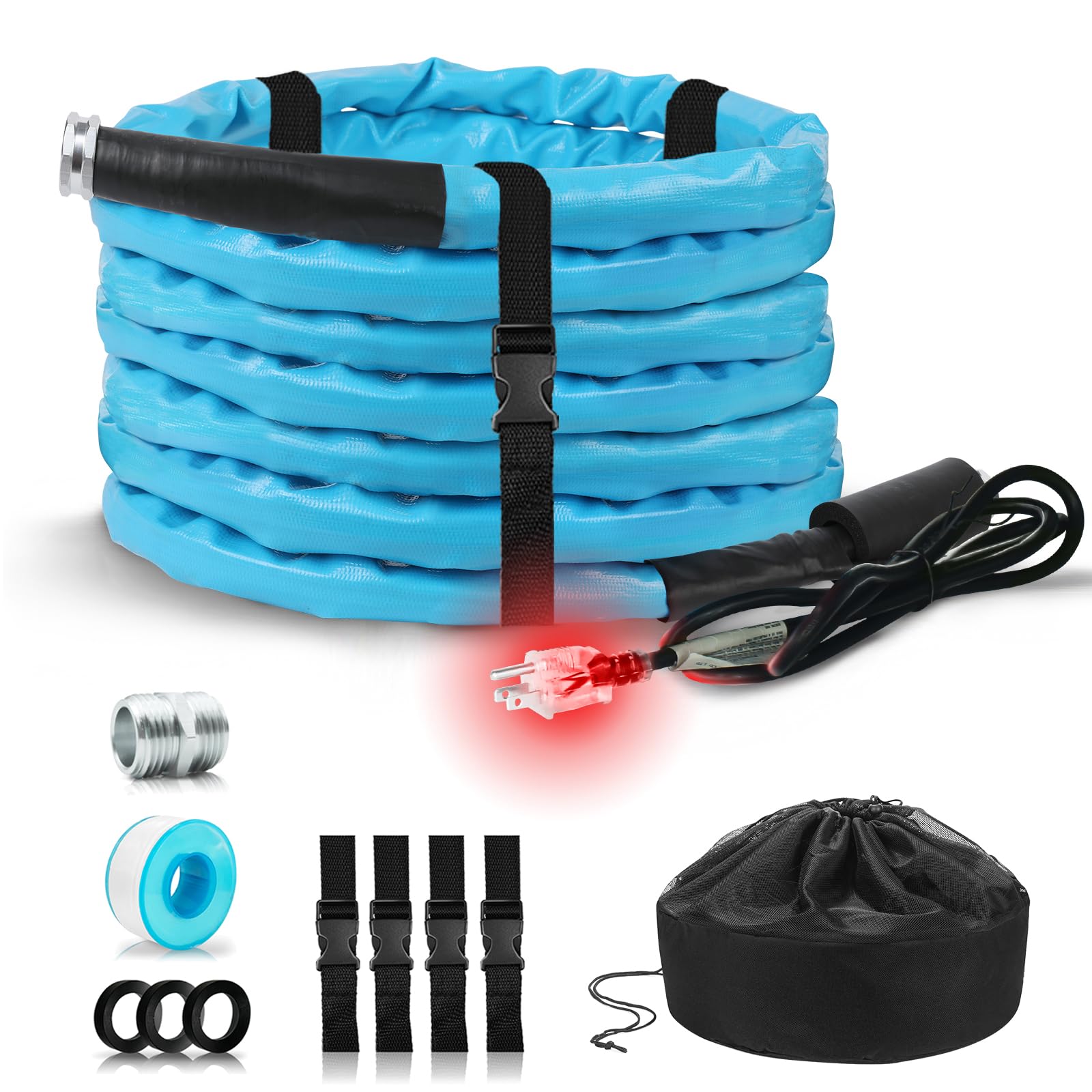 Photo 1 of OEBLD Heated Water Hose for Rv (50ft L x 5/8"ID) 4.0 Upgraded Function with Energy Saving Thermostat to Keep Drinking Water Running in down to -45?, Designed for Campers,with Storage Bag, Anti-Freeze