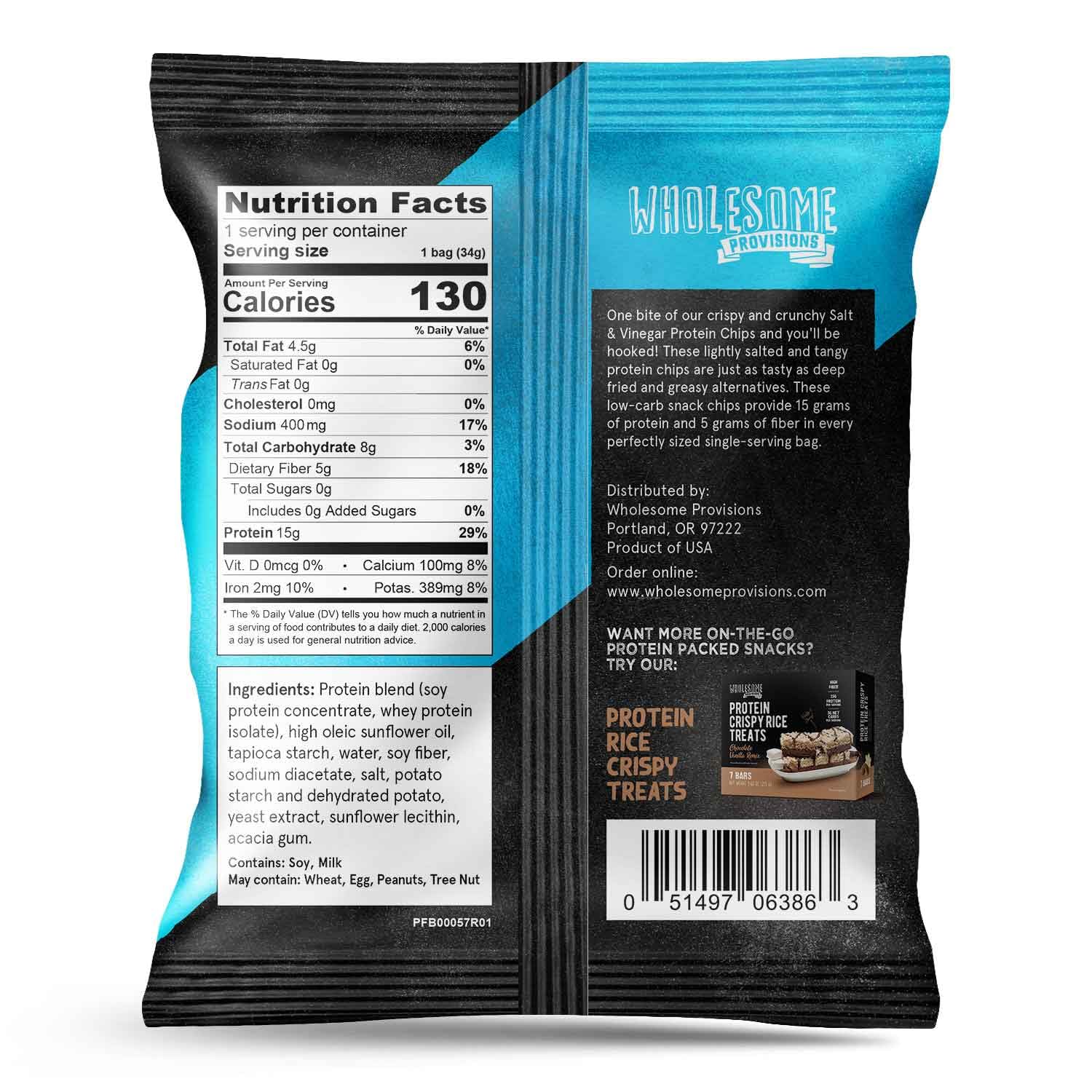 Protein Chips, 15g Protein, 3g Net Carbs, Gluten Free, Keto Snacks, Low Carb Snacks, Protein Crisps, Keto-Friendly, Made in USA (Sea Salt Vinegar, 7 Pack)