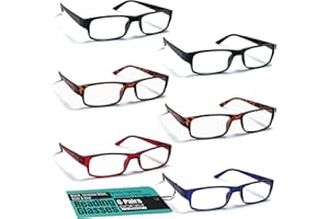 6 Pack Reading Glasses by BOOST EYEWEAR, Traditional Frames in Assorted Colors, for Men and Women, with Spring Loaded Hinges