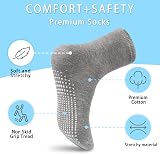 N/Q Toddler Non-Slip Socks 12 Pairs Anti-Skid Crew 1-10 Years Black Grey White view 7