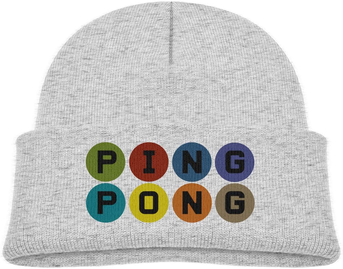 MUPTQWIU Ping Pong Children's Beanie Hat Cap Cuffed Knit Beanie Hat Black