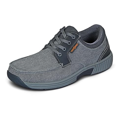 Orthofeet Men's Orthopedic Grey Porto Canvas Casual Shoes, Size