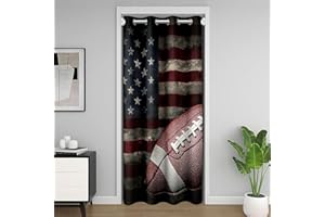 Erosebridal American Flag Door Curtain For Doorway Privacy, Boys Football Blackout Curtain 34''W X 80''L Soccer Sports Games Door Drape United States Federations Stars Stripes Curtain