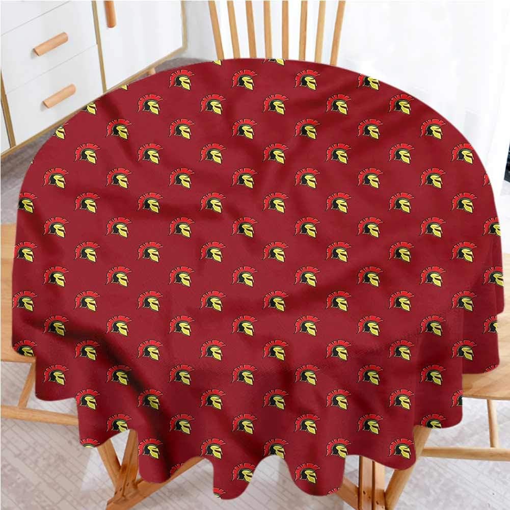 shirlyhome Waterproof Table Cloth Spartan Round Premium Tablecloth Ancient Warrior Equipment (Diameter 36")