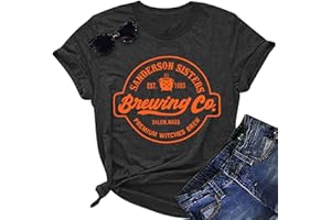 YI XIANG RAN Halloween T Shirt Women Sanderson Shirt Witches Graphic Tees Casual Short Sleeve Holiday Shirts Top