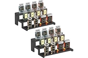 Lifewit Cologne Organizer for Men, 12-Inch 3-Tier Perfume Organizer for Fragrance, Action Figure Stand, Versatile Display Shelf for Dresser, Party, Dessert, Black, 2 Pack