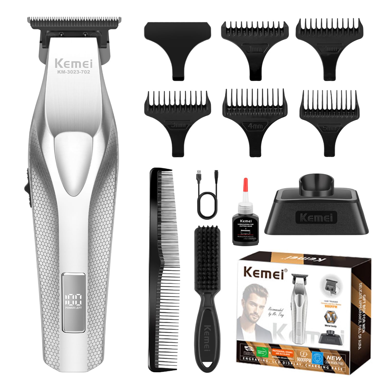 Photo 1 of KEMEI KM-3023-702 Professional Hair Clipper for Men, Zero Gapped Cordless Beard Trimmer, Barber Clippers with USB Rechargeable, Edgers, Fade Clipper, Gift for Men
