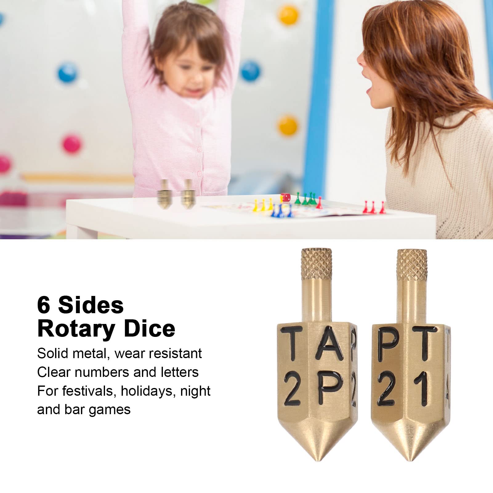 Put and Take, Solid Metal Game Spin Dice, Top Dice Type Game Game of Chance for Parties During Festival Holiday Night Game Bar Game