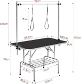 Yaheetech 46 inch Pet Grooming Table Height Adjustable with Storage Black view 2