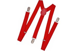NumRealm 1" Mens Suspenders, 3 Strong Clips Elastic Adjustable Y-Back Suspender brace for Men