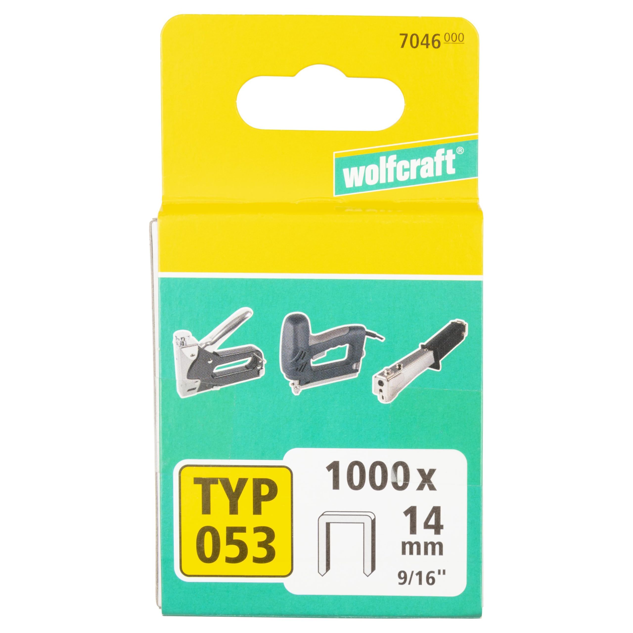wolfcraft Broad Back Staple, Extra Hard Steel, Type 053 I 7046000 I Ideal for fastening fabric, textiles and thin strips of wood