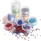 LONGWIN Multicolor 11/0 2mm Glass Seed Beadsfor Adults, Approx 9600pcs Crystal Beads in 12 Colors Jewelry Making Supply for DIY Projects, Bracelets, Necklaces, Earrings
