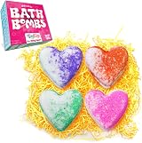 ZIMPLI 4 Large Love Heart Bath Bombs Gift Set UK Made for Her Valentine's Day