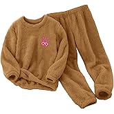 Yimoon Girls Fuzzy Pants Set Winter Flannel Fleece Crewneck Sweatshirt and Pants Sweatsuit Fluffy Two Piece Outfits