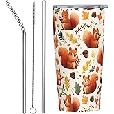 Yamegoun Squirrel Tumbler with Lid and Straw 20oz Vacuum Travel Coffee Mug Stainless Steel Double Wall Insulated Cup for Hot and Cold Drinks Gifts for Women and Men