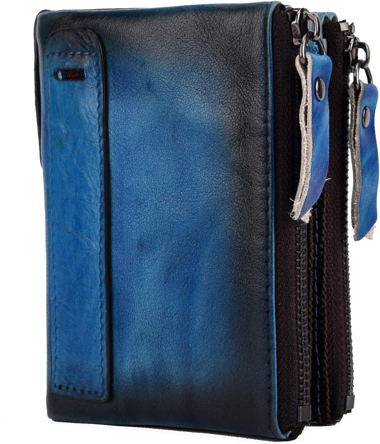 Men RFID Blocking Wallet Small Vintage Crazy Horse Leather Short Purse Bifold