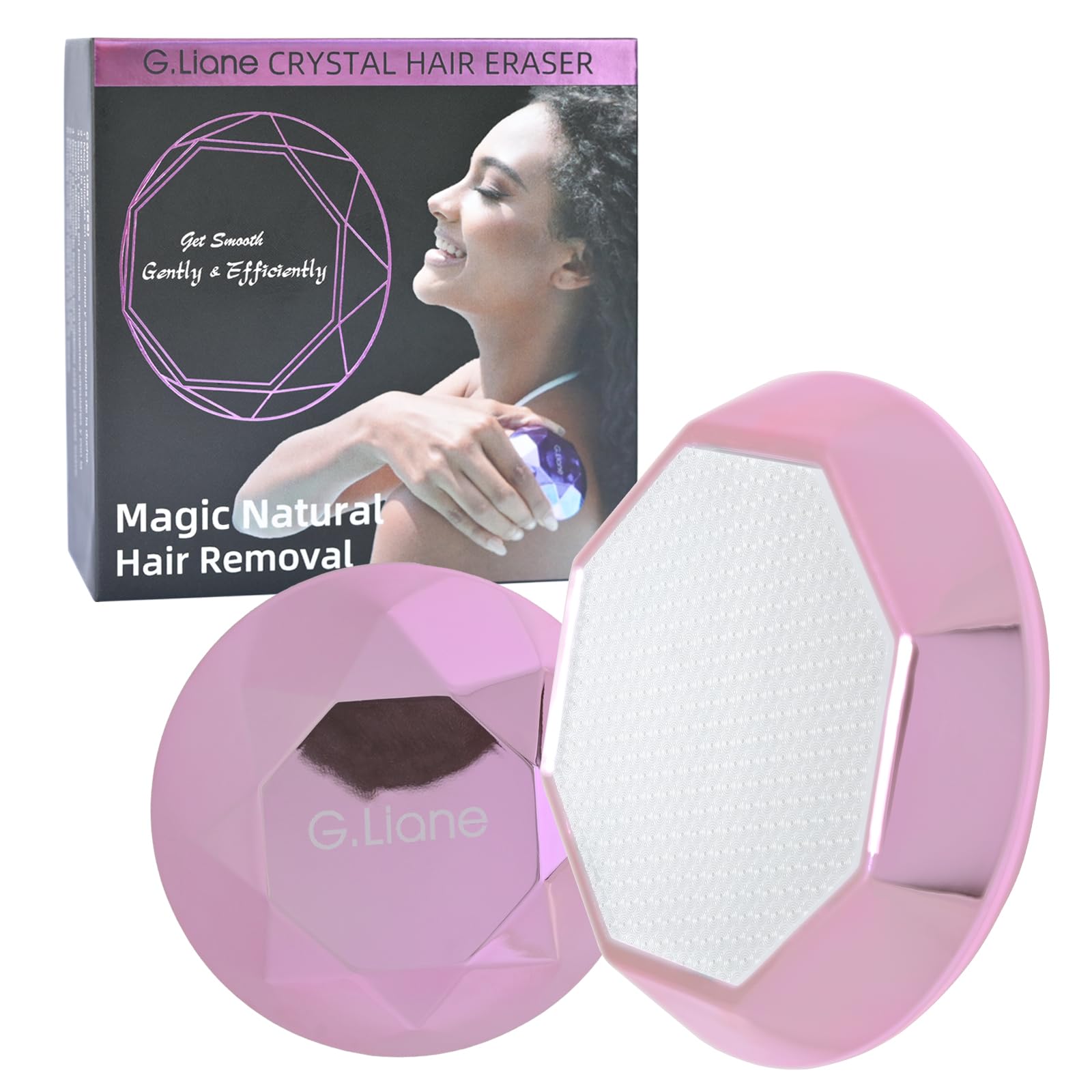 G.Liane Crystal Hair Eraser,Painless Nano Hair Removal and Exfoliation,Gentle Efficient Glass Hair Remover Device Without Waxing,Magic Epilator for Women and Men(Rose Pink)