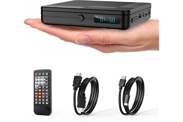 Homlab Mini DVD Player with Remote Control - All Region Free 1080P HD Small Compact CD DVD Player for Smart TV & Projector, F
