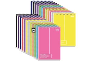 UZLU 24 Pack Steno Pads 6 x 9 in Spiral Top Notebook Bulk 12 Assorted Color Note Pad 60 Sheets Gregg Rule Writing Paper Steno Notebooks for Students Teachers Men Women Professionals Office School Recording