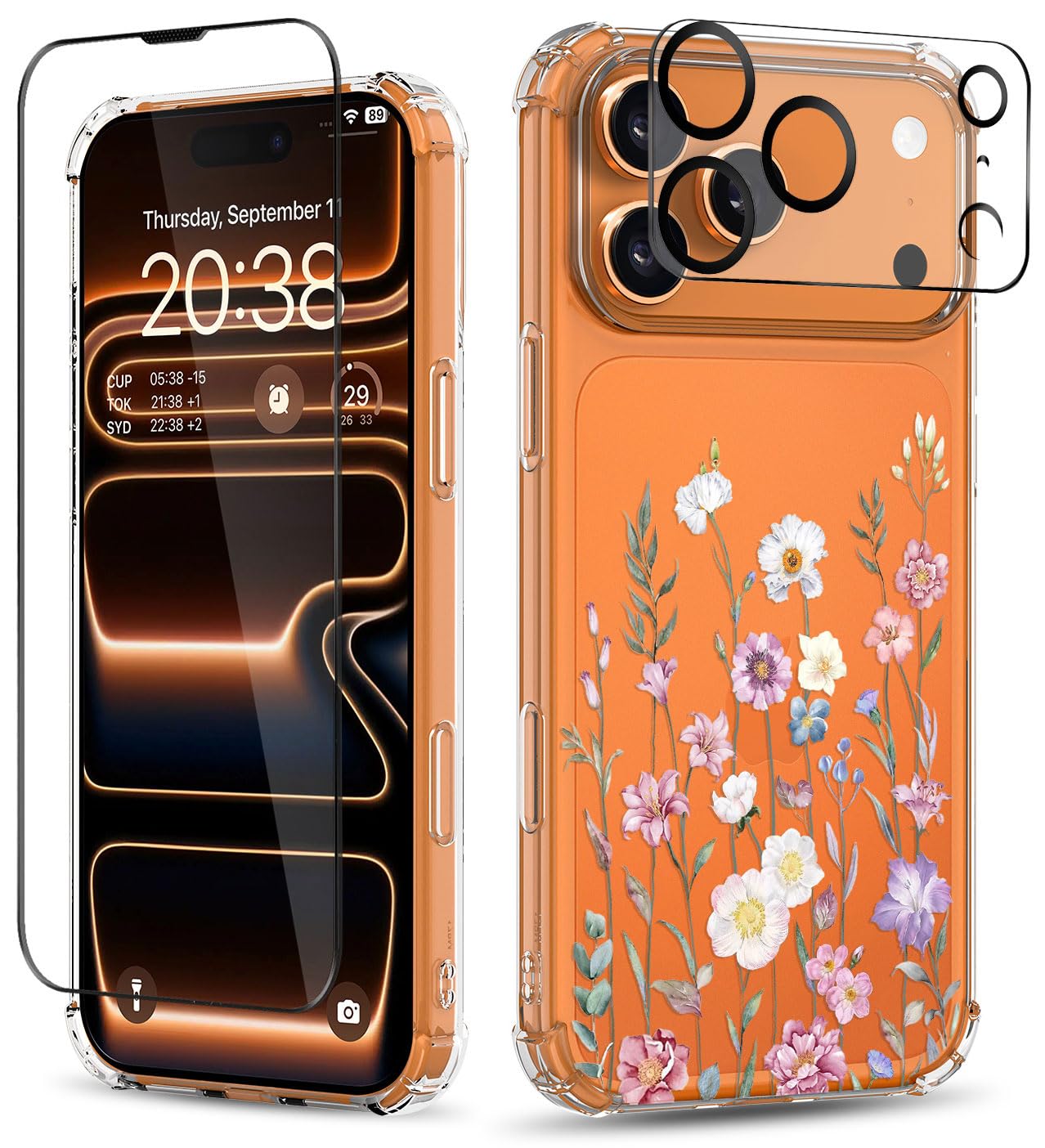Photo 1 of *CASE ONLY* ilnehc for iPhone 17 Pro Case, Flower Pattern Design,Clear Soft Shockproof Slim Floral Phone Cover for Women Girls 2025 6.3"(Blooming Flowerets)