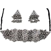 Siddhatva Fashion Indian Ethnic Afghani Oxidized Silver Indian Tribal Bohemian Gypsy Choker Necklace Jewelry Women