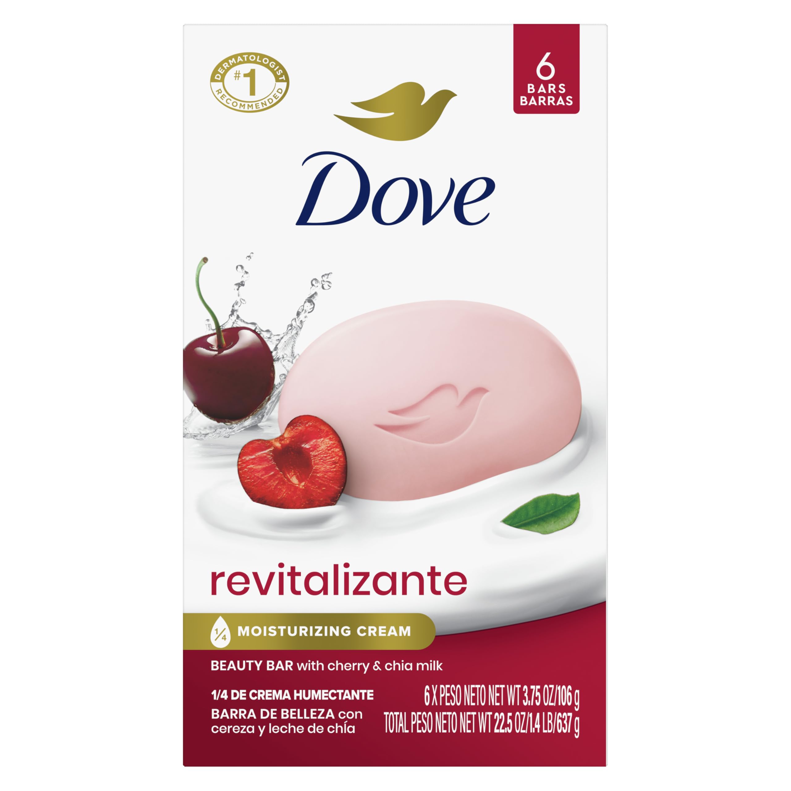 Photo 1 of Dove Beauty Bar Soap Revitalizante Cherry & Chia Milk, for Revitalized Skin, 6 Bars A Skin Energy Boost 3.75 oz