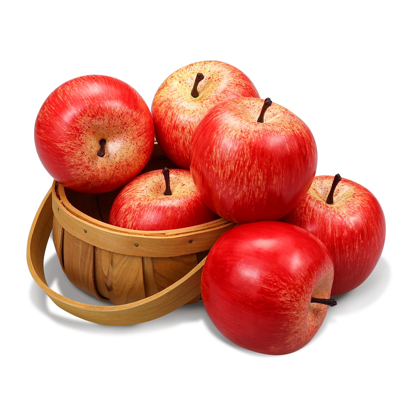 Lifelike Artificial Apples - 6 Pcs Red Simulation Fruits for Home Decoration, Kitchen, Party, Christmas Decor, Normal Size