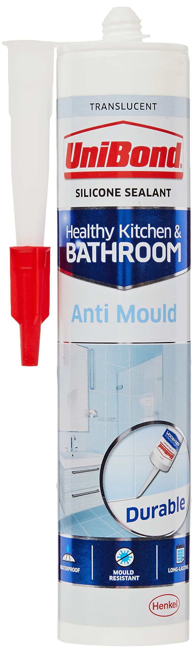 UNI2079323 Anti-Mould Kitchen& Bathroom Sealant Cartridge Translucent, 274 g