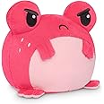 TeeTurtle | The Original Reversible Frog Plushie | Patented Design | Sensory Fidget Toy for Stress Relief | Happy + Angry Strawberry | Show Your Mood Without Saying a Word! Small