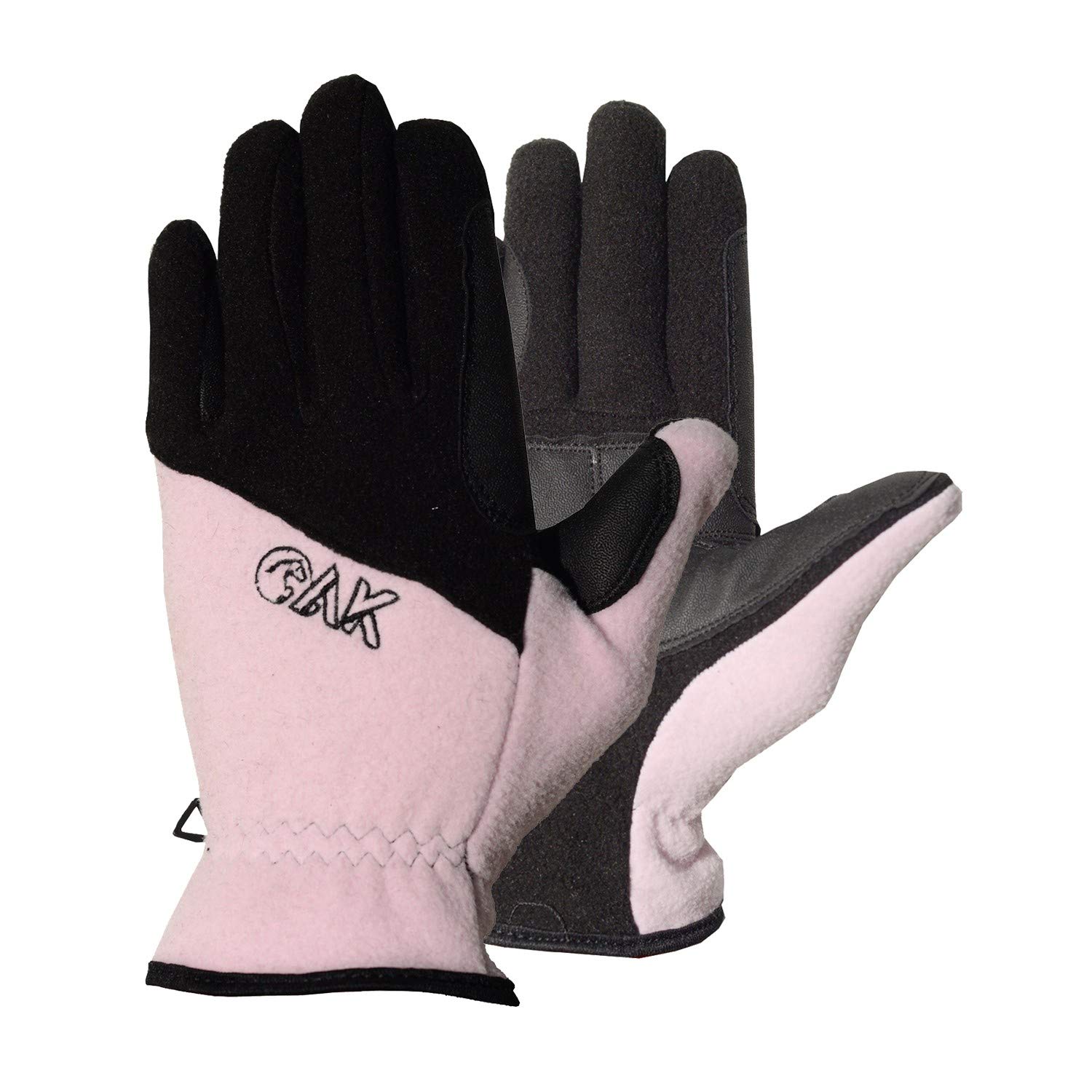 AK Horse Riding Gloves Warm & Cozy Polar Fleece Ladies & Kids daily use Gloves AKRS-6186 (Black/Pink, 5XS)