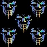 OIIKI 5Pcs 3D Laser Skull Car Stickers Decals, Multicolored, 6.26