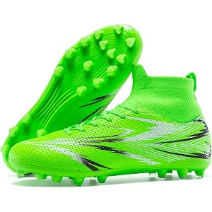 CZRE Unisex Soccer Cleats High Top Ankle Support Football Shoes | Men women soccer cleats for grass turf indoor outdoor footb
