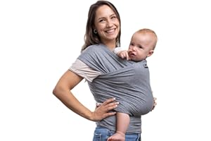 Cuddlebug Hands-Free Baby Carrier - Soft & Stretchy Wrap for Newborn to Toddler 7-35 lbs - One-Size-Fits-All Hip-Healthy Holder (Gray)
