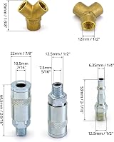 QWORK 1/4 BSP Airline Y Splitter Quick Release Coupler Male Female view 6