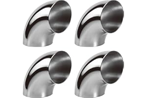 TELLYOUWIN 4PCS Stainless Steel Elbow 3" 90° Mandrel Bend Elbow-Thickness 16GA/.065" Wall, 304 Stainless Elbow Exhaust Tubing for Car Modified Exhaust Elbow Pipe, Stair Handrail (3 Inch)