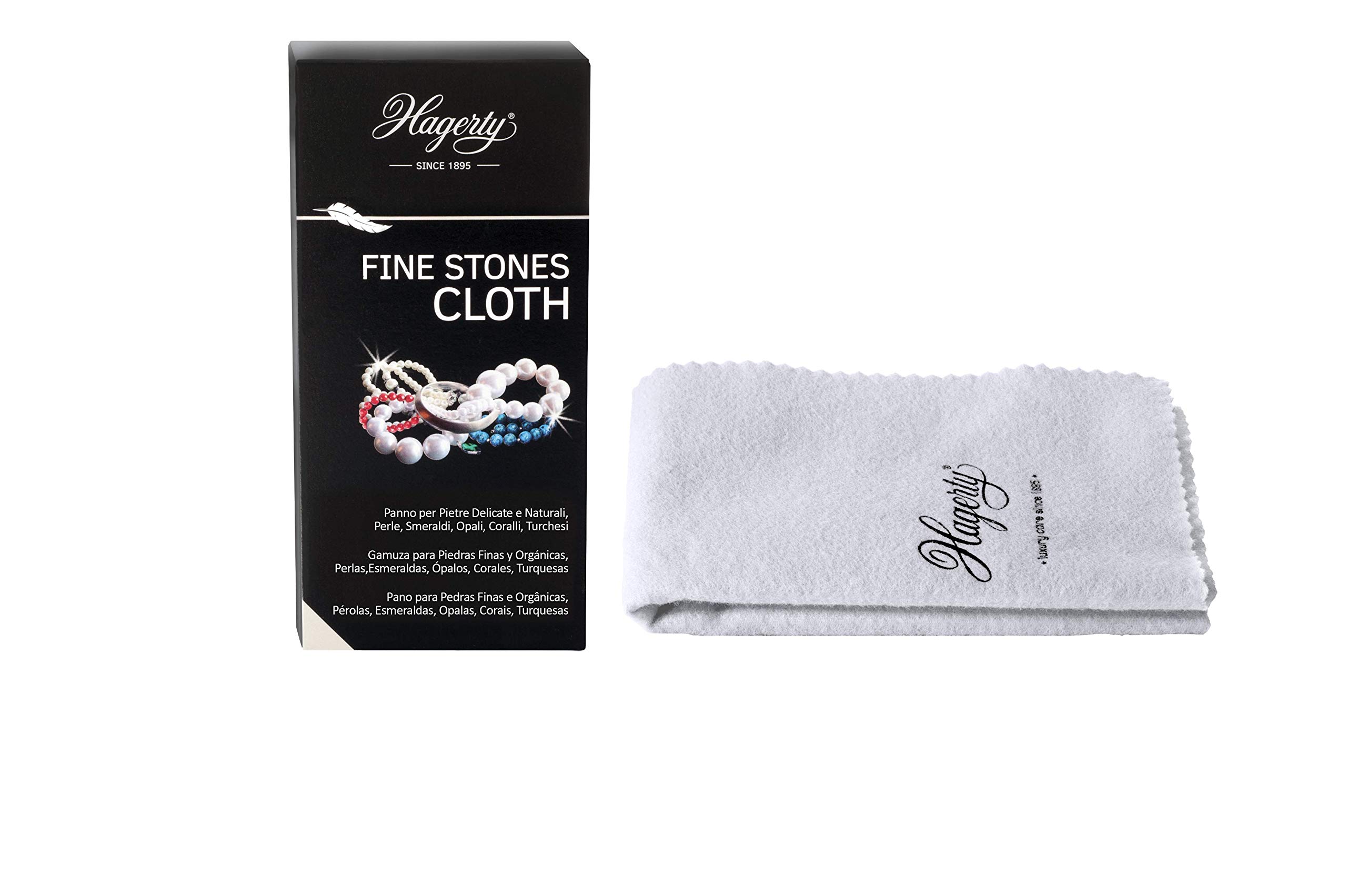 Hagerty Fine Stones Cloth Jewelry Cleaning Cloth 36 x 30 cm I Impregnated Chamois Cloth, 100% Cotton Effective for Jewelry with semi-Precious and Organic Stones (Pearls, Emeralds, opals, etc.)