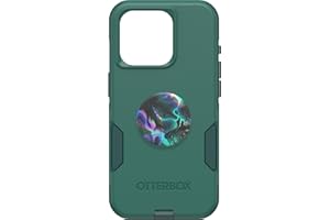 Bundle: OtterBox iPhone 15 Pro (Only) Commuter Series Case - (GET Your Greens) + PopSockets PopGrip (Oil Agate), Slim & Tough