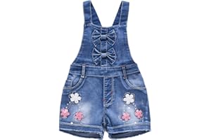 Yao Little Girls Cotton Denim Bib Braces Rompers Jumpsuits