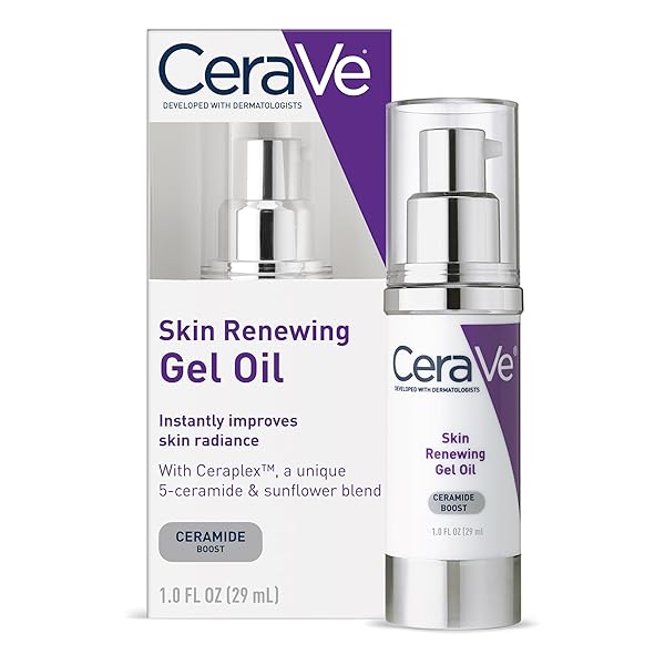 CERAVE SKIN RENEWING GEL OIL, DAILY HYDRATING SERUM FOR FACE WITH CERAPLEX & HYALURONIC ACID, GEL MOISTURIZER FOR FACE HYDRATES & SMOOTHS SKIN, NON-GREASY, FRAGRANCE FREE & NON-COMEDOGENIC, 1 OUNCE