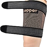 kyopyno Hamstring Compression Sleeves with Adjustable Straps - Copper Infused Thigh Sleeve Support for Running Recovery & Sports - Thigh Brace for Men & Women