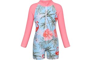 AmzBarley Girls Swimwear Mermaid Rash Guard Shirt One Piece Swimsuit Kids Fish Scale Bathing Suit UPF 50+ Sunsuit 2-10 Years