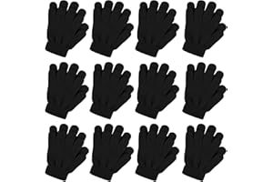 TODDOR 12 Pairs Kid's Winter Magic Gloves Children Stretchy Warm Knit Gloves for Boys or Girls